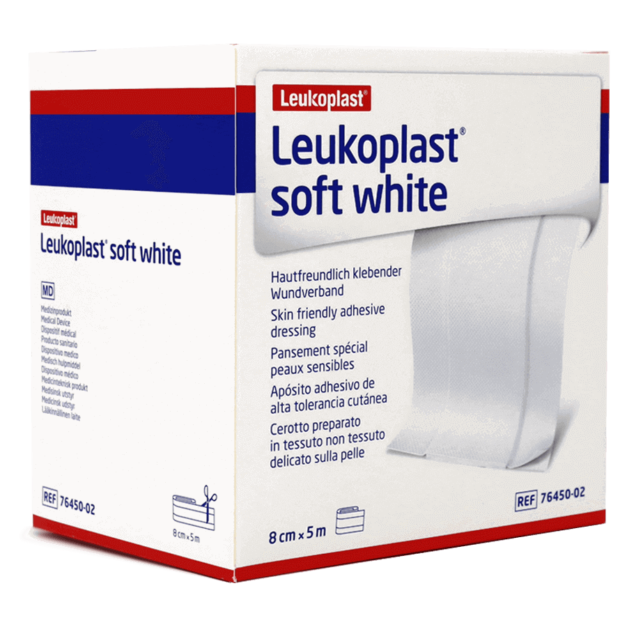 Leukoplast soft white 5m x 8cm Rolle