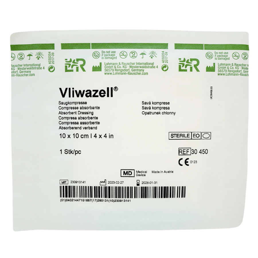 Vliwazell Saugkompresse steril 10x10cm (1 Stk.)