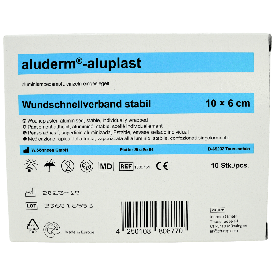 Aluderm-aluplast Wundschnellverband stabil 10 x 6 cm (10Stk.)