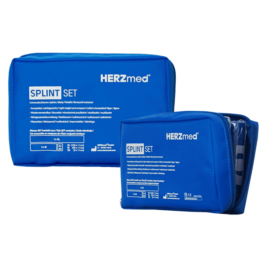 HERZmed Splint Set 4-teilig mit Tasche blau/grau