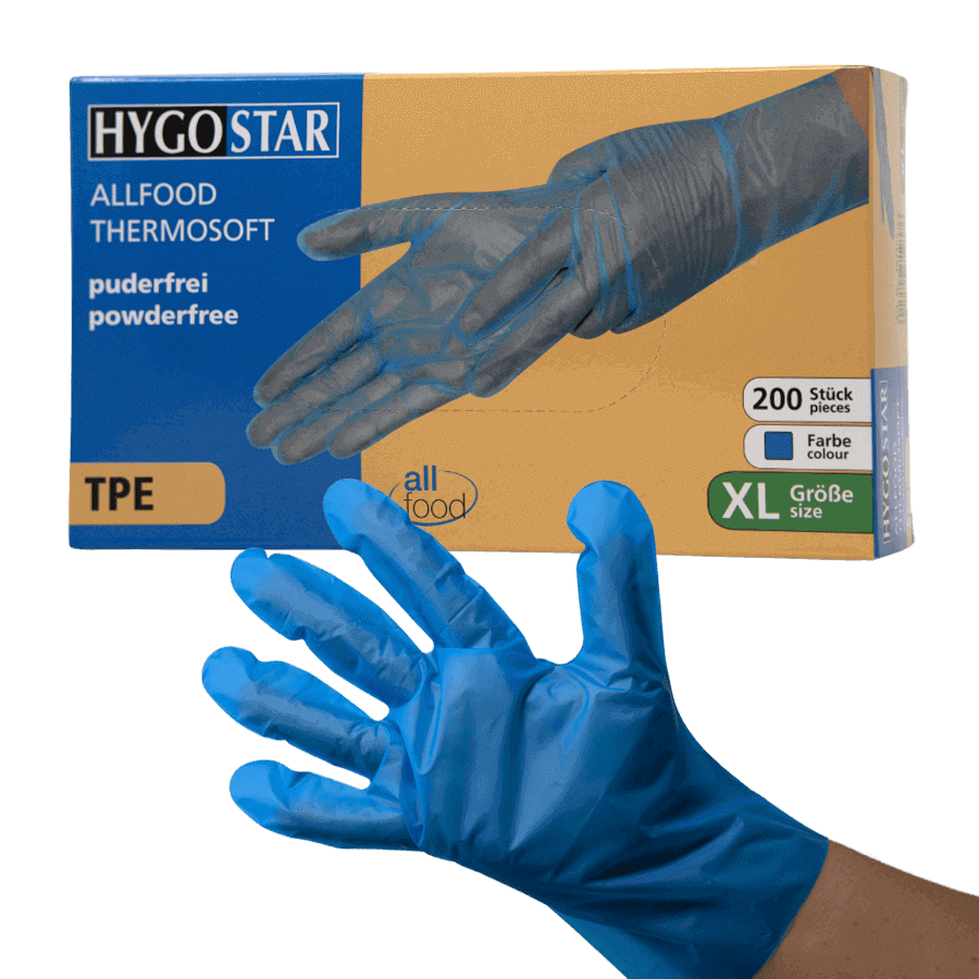 TPE-Handschuhe "Allfood Thermosoft" puderfrei blau XL (200 Stk.)